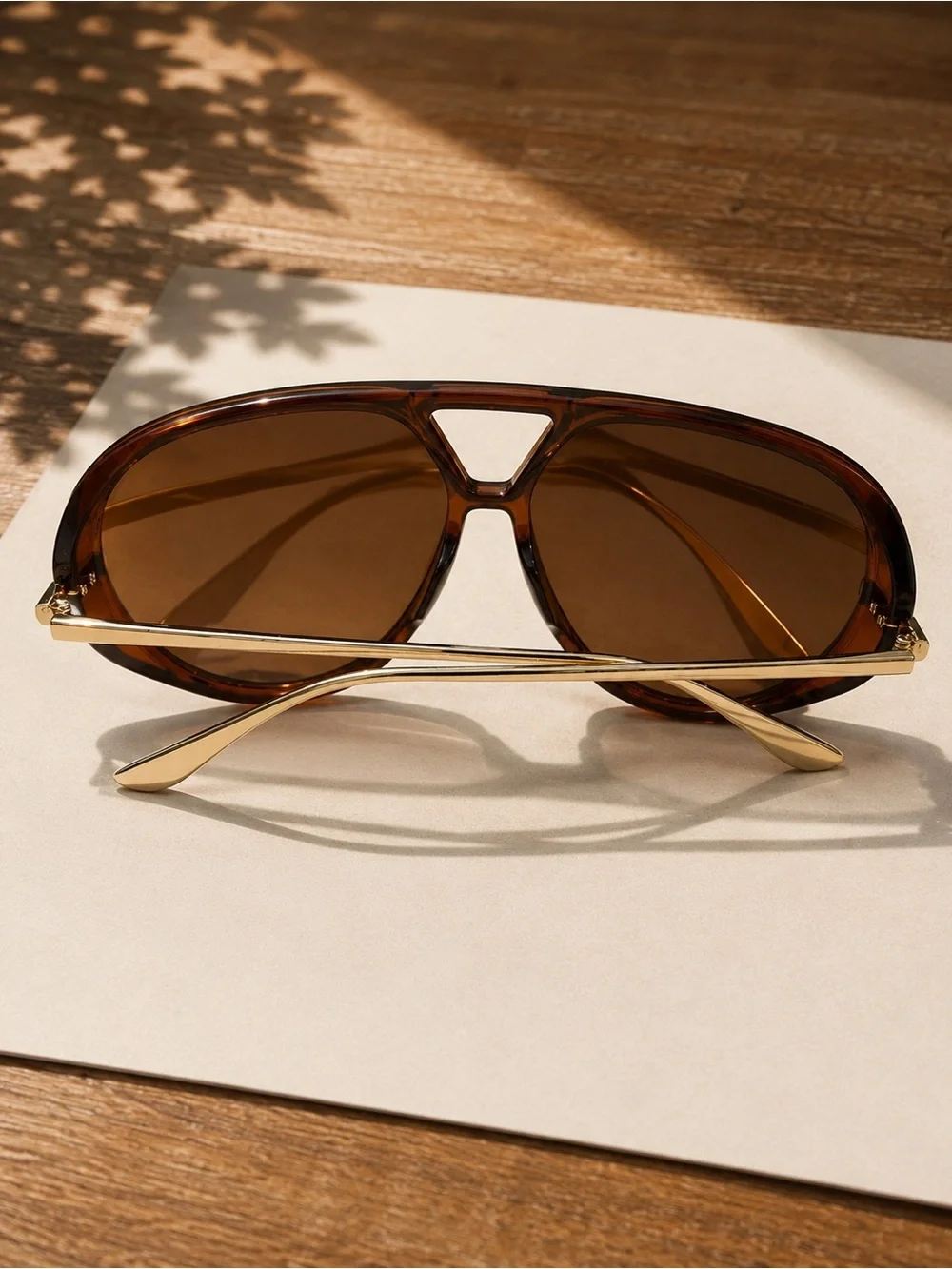 Tortoiseshell Aviator Sunglasses with Gold Arms